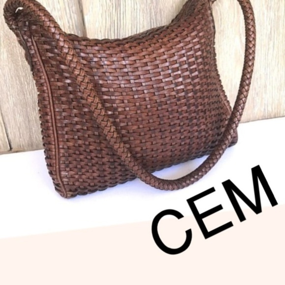 Vintage Handbags - Leather Brazilian Woven Handbag VTG